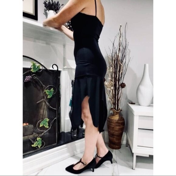 LE CHATEAU Black Ruffled Grunge Gothic Style Pleated Dress - Picture 8 of 13